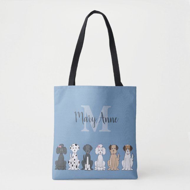 Niedlicher Hund liebt Monogramm Blau (Vorderseite)