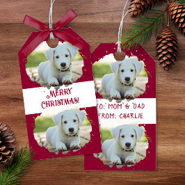 Niedlicher Hund liebt Personalisiertes Foto Muster Geschenkanhänger