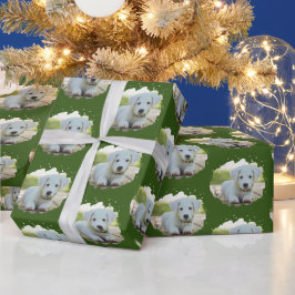 Niedlicher Hund liebt Personalisiertes Foto Muster Geschenkpapier