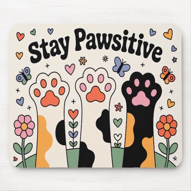 Niedlicher Hund Lover Bleibe Pawsitive Mousepad (Vorne)
