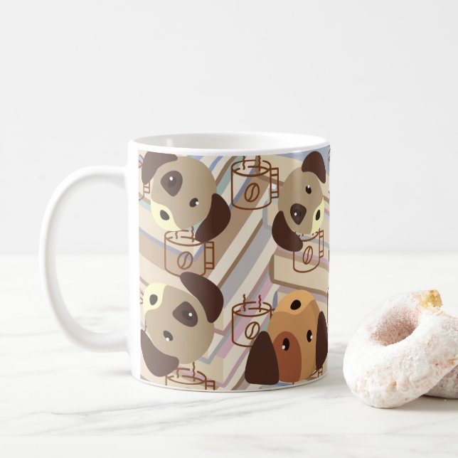 Niedlicher Hund Lover Buch Lover Kaffeetasse (Mit Donut)