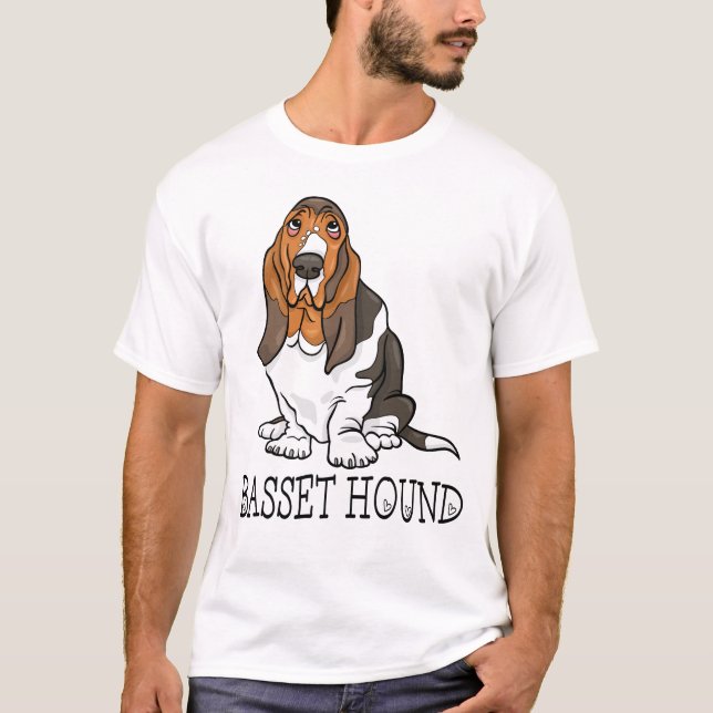 Niedlicher Hund Lover Cartoon Basset Hound T - Shi T-Shirt (Vorderseite)