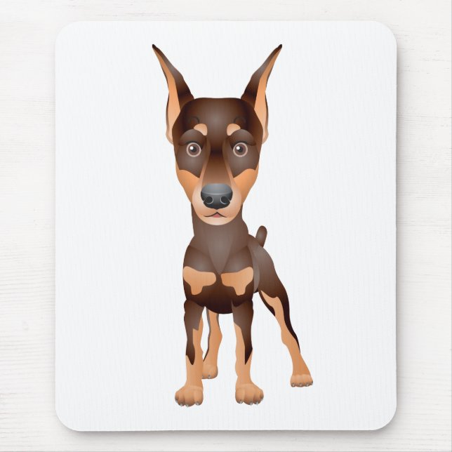Niedlicher Hund Lover Cartoon Doberman Pincher Mousepad (Vorne)