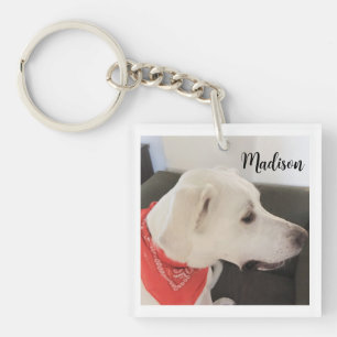 Niedlicher Hund Lover Individuelle Name Weiß und O Schlüsselanhänger