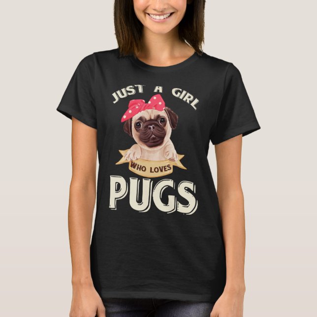 Niedlicher Hund Mädchen Kinder Mops T-Shirt (Vorderseite)