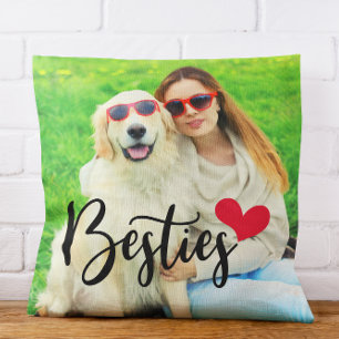 Niedlicher Hund Mama Besties Rotes Herz Foto Kissen