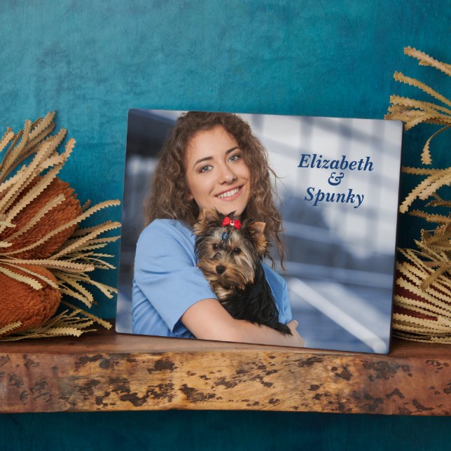 Niedlicher Hund Mama Foto Easel personalisieren Fotoplatte (Seite)