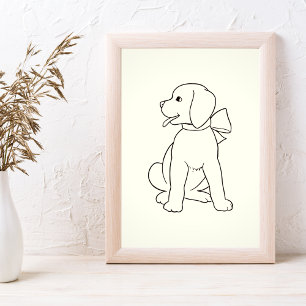 Niedlicher Hund Minimalistische Mauer Kunst Poster