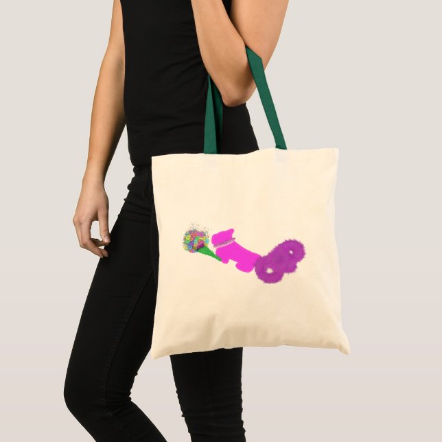 Niedlicher Hund mit Blume Tragetasche (Vorderseite (Produkt))