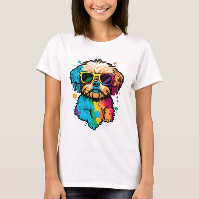 Niedlicher Hund mit Brille-T - Shirt (Vorderseite)