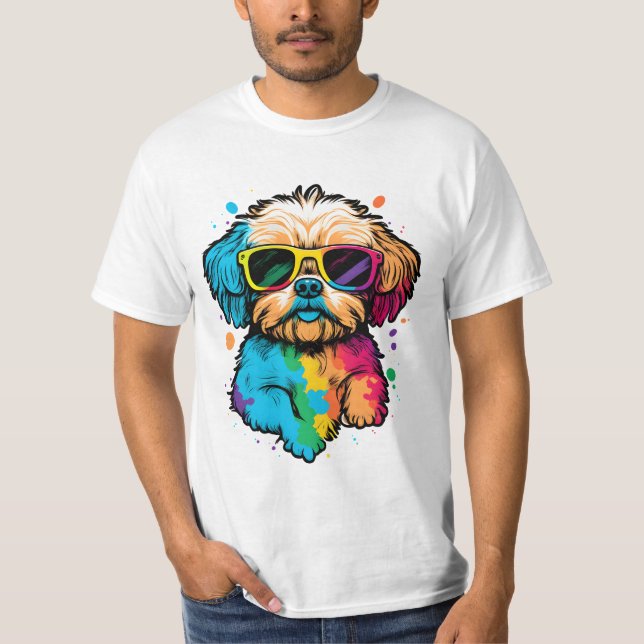 Niedlicher Hund mit Brille-T - Shirt (Vorderseite)