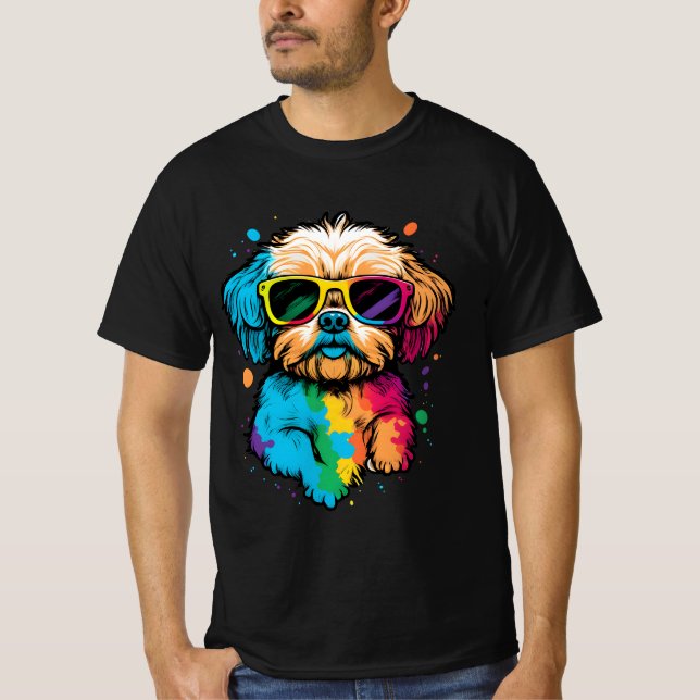 Niedlicher Hund mit Brille-T - Shirt (Vorderseite)