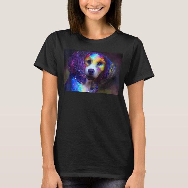 Niedlicher Hund mit bunten Edelsteinen T-Shirt (Vorderseite)