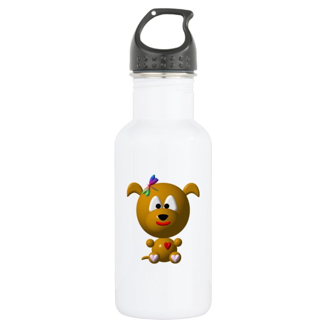 Niedlicher Hund mit Dragonfly Trinkflasche (Vorderseite)