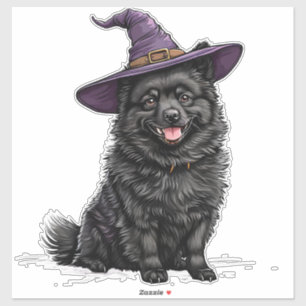 Niedlicher Hund mit einem Halloween-Wizard-Hut Aufkleber