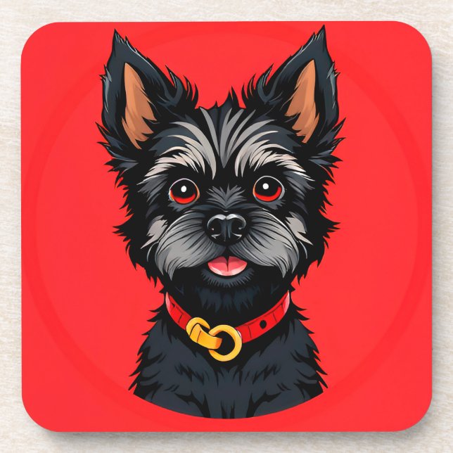 Niedlicher Hund mit farbenfroher Collar Getränkeuntersetzer (Vorderseite)