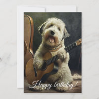 Niedlicher Hund mit Gitarre.