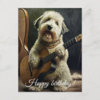 Niedlicher Hund mit Gitarre.