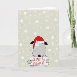 Niedlicher Hund mit Happy Christmas Card Sign Weih Feiertagskarte