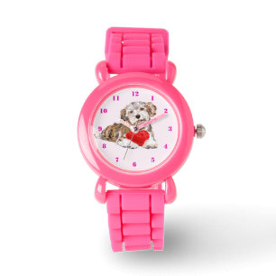 Niedlicher Hund mit Herz-Geschenkuhr Armbanduhr