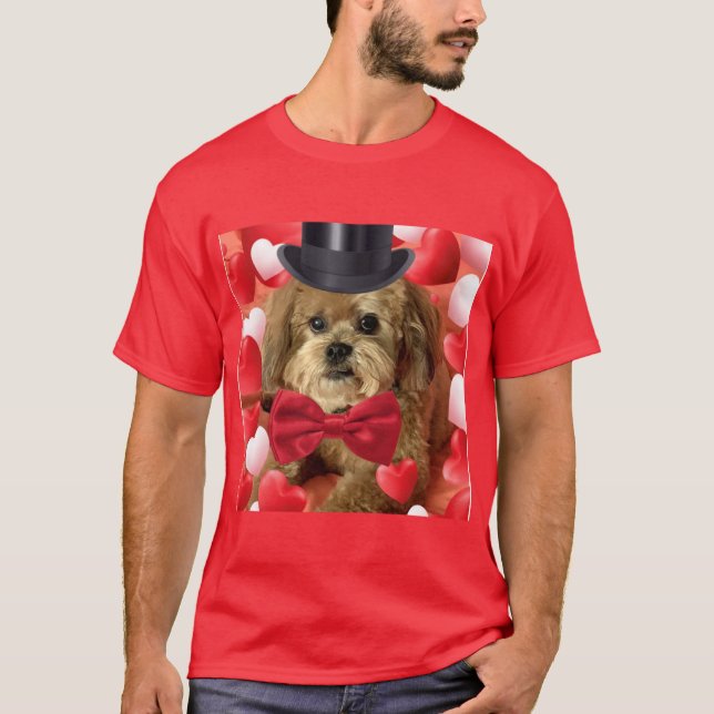 Niedlicher Hund mit Herz T-Shirt (Vorderseite)