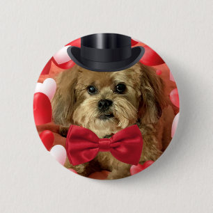 Niedlicher Hund mit Herz - Valentin Button