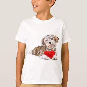 Niedlicher Hund mit Herzgeschenk T - Shirt