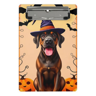 Niedlicher Hund mit Hexenhut Mini Klemmbrett