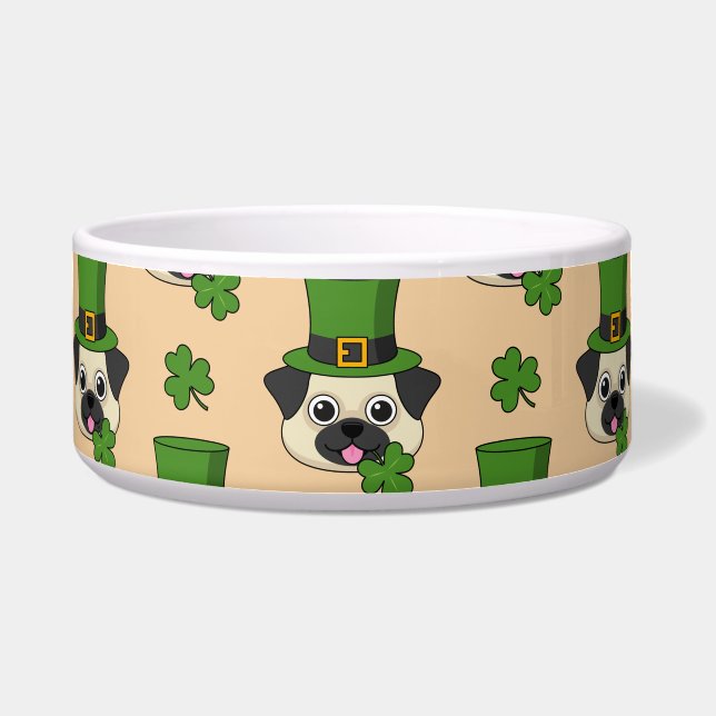 Niedlicher Hund mit Hut und Kleeblatt St Patrick's Napf (Vorderseite)