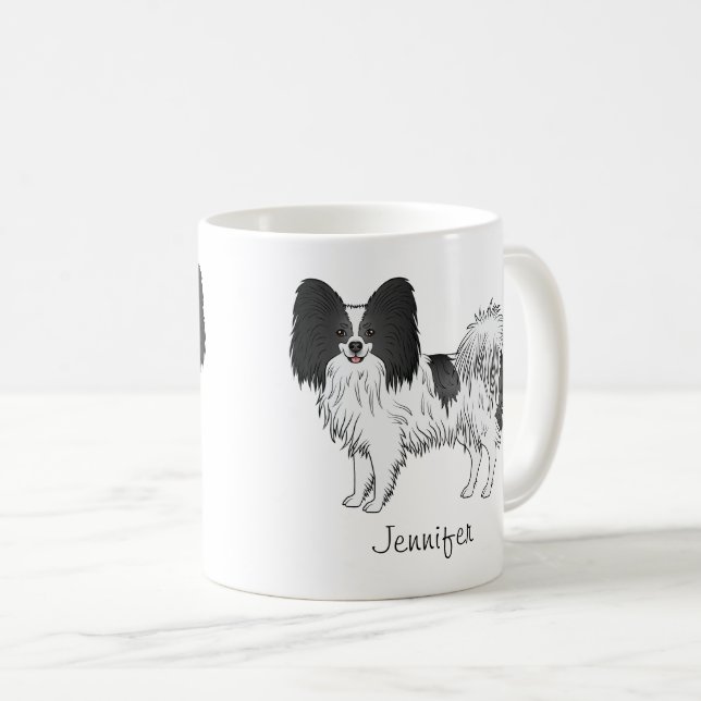 Niedlicher Hund mit Individuelle Name aus schwarze Kaffeetasse (VorderseiteRechts)