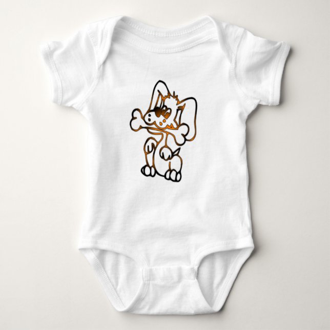 Niedlicher Hund mit Knochen Baby Strampler (Vorderseite)