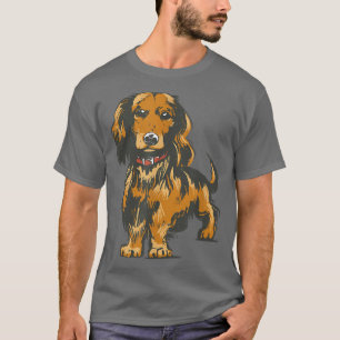 Niedlicher Hund mit langhaariger Dackel Hundebesit T-Shirt