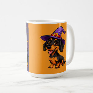 Niedlicher Hund mit lila Zaubererhut Kaffeetasse