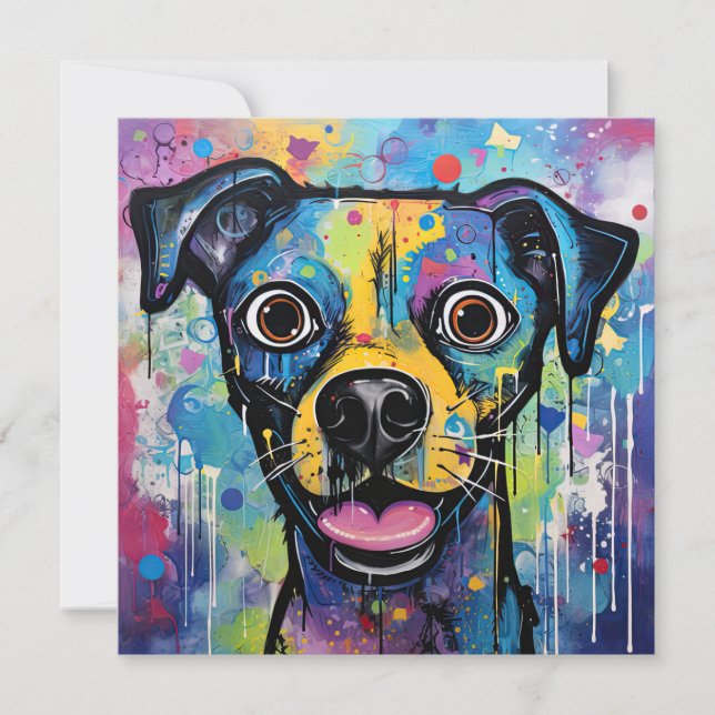 Niedlicher Hund mit Mixed Media Animal Pet Einladung (Vorderseite)