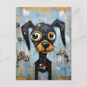 Niedlicher Hund mit Mixed Media Animal Pet Postkarte