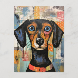 Niedlicher Hund mit Mixed Media Animal Pet Postkarte
