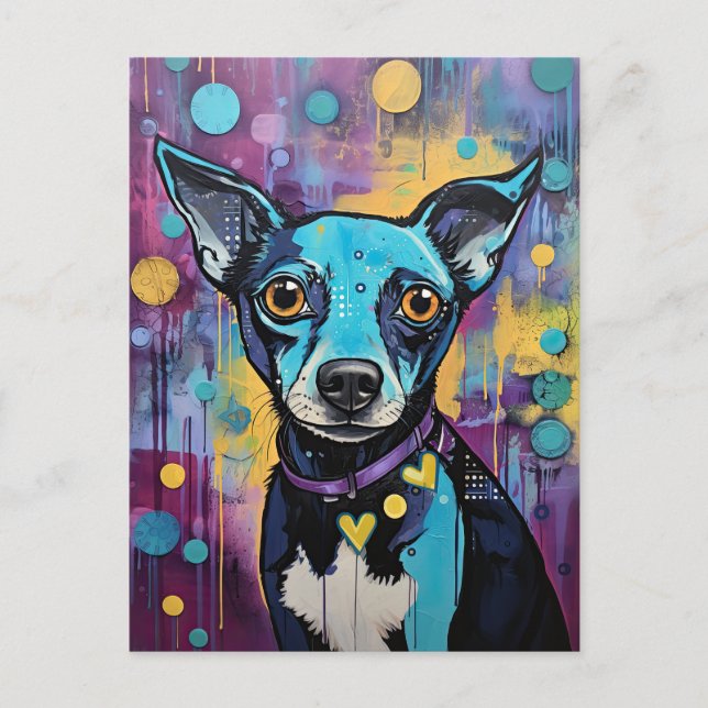 Niedlicher Hund mit Mixed Media Animal Pet Postkarte (Vorderseite)