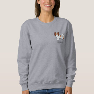Niedlicher Hund mit Papillon, rot und weiß, mit b Sweatshirt