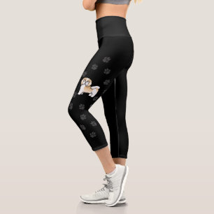Niedlicher Hund mit Pfoten Capri Leggings