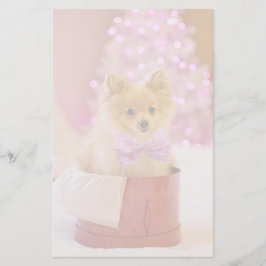 Niedlicher Hund mit Pink Bow Weihnachtsfoto Briefpapier