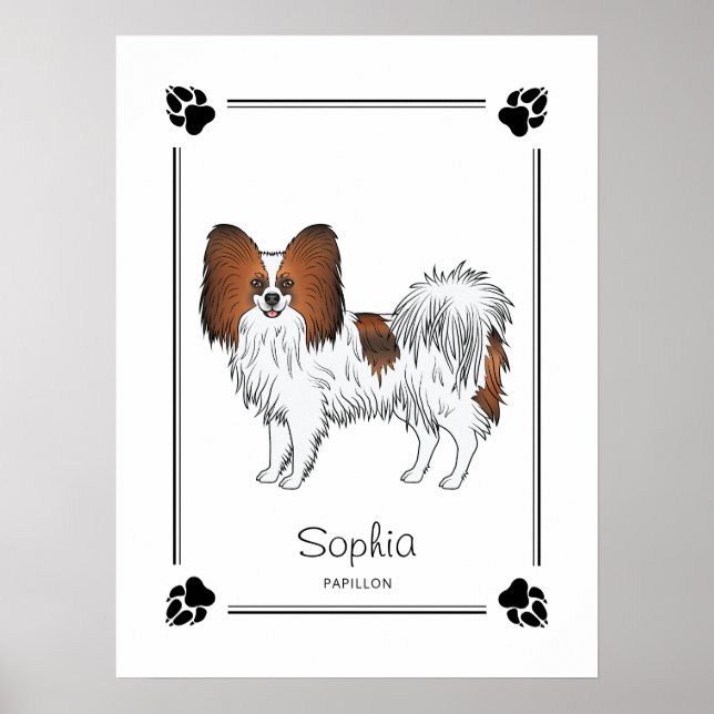 Niedlicher Hund mit rotem Sable Papillon mit Pfote Poster (Vorne)