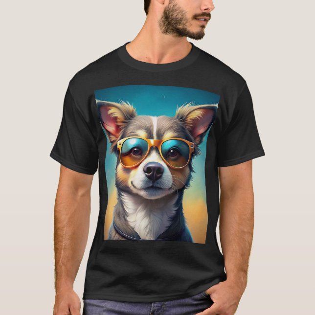 Niedlicher Hund mit Sonnenbrille T-Shirt (Vorderseite)
