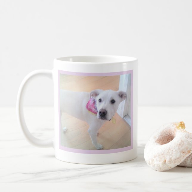 Niedlicher Hund mit Sweet Face One Foto Message Te Kaffeetasse (Mit Donut)