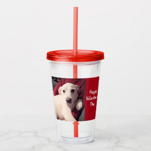 Niedlicher Hund mit Vater Valentinstag Acryltrinkbecher