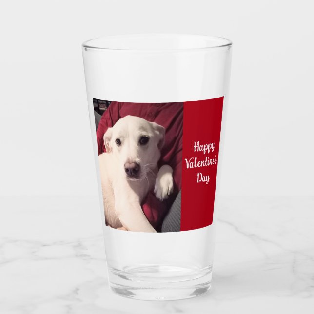 Niedlicher Hund mit Vater Valentinstag Glas (Vorderseite)