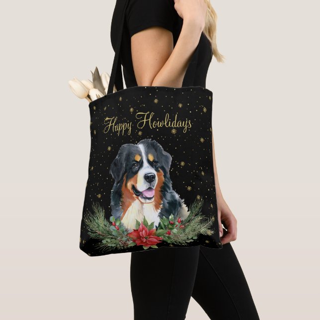 Niedlicher Hund mit Wasserfarbe Happy Howlidays (Von Nahem)