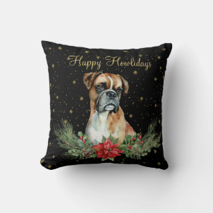 Niedlicher Hund mit Wasserfarbe Happy Howlidays Kissen