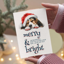 Niedlicher Hund mit Weihnachtsmannmütze Merry und 