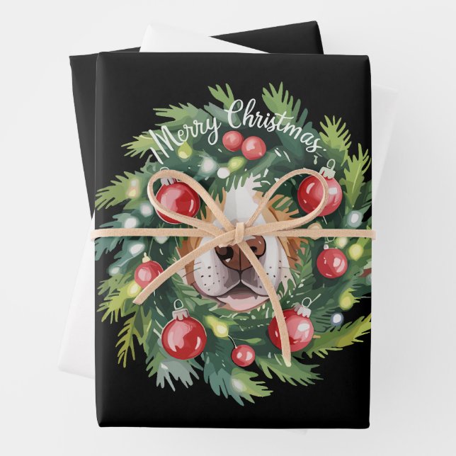 Niedlicher Hund Nase Weihnachtsschaden Hund Mama H Geschenkpapier Set (Beispiel)