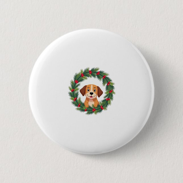 Niedlicher Hund Nase Weihnachtsschrei Weihnachtswe Button (Vorderseite)